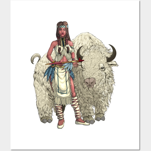 White Buffalo Woman Wall Art by Modern Medieval Design